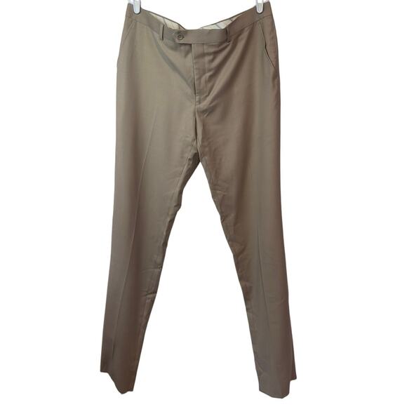 Unbranded Men’s Unhemmed Dress Pants Size 38 Tan 100% Wool Professional Office - Picture 1 of 6